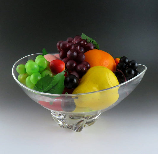 Steuben Modernist Art Glass Fruit Centerpiece Basket Shaped Bowl 10X11.5"