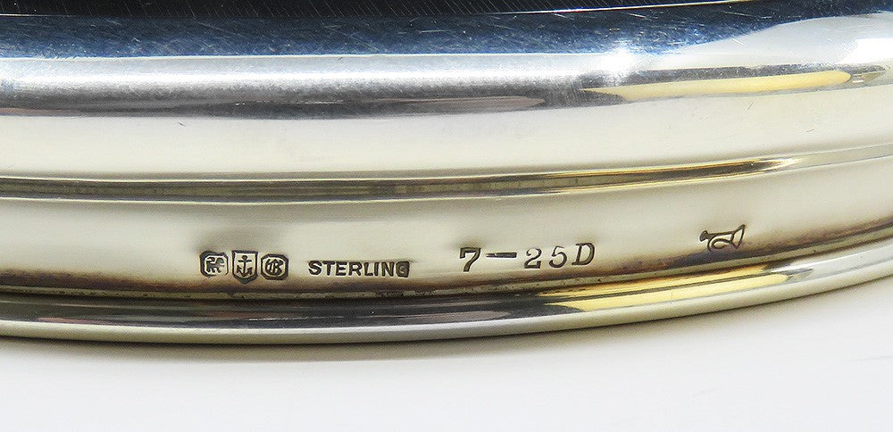 Large 1919 Gorham Sterling Silver Glass Powder Vanity Dresser Jar Box 5 3/4"