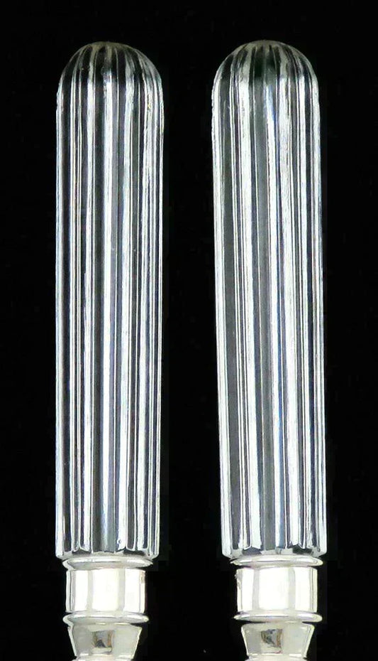 9 French Siecle Fidelio Crystal & Silver Plate Cheese/Butter Knives
