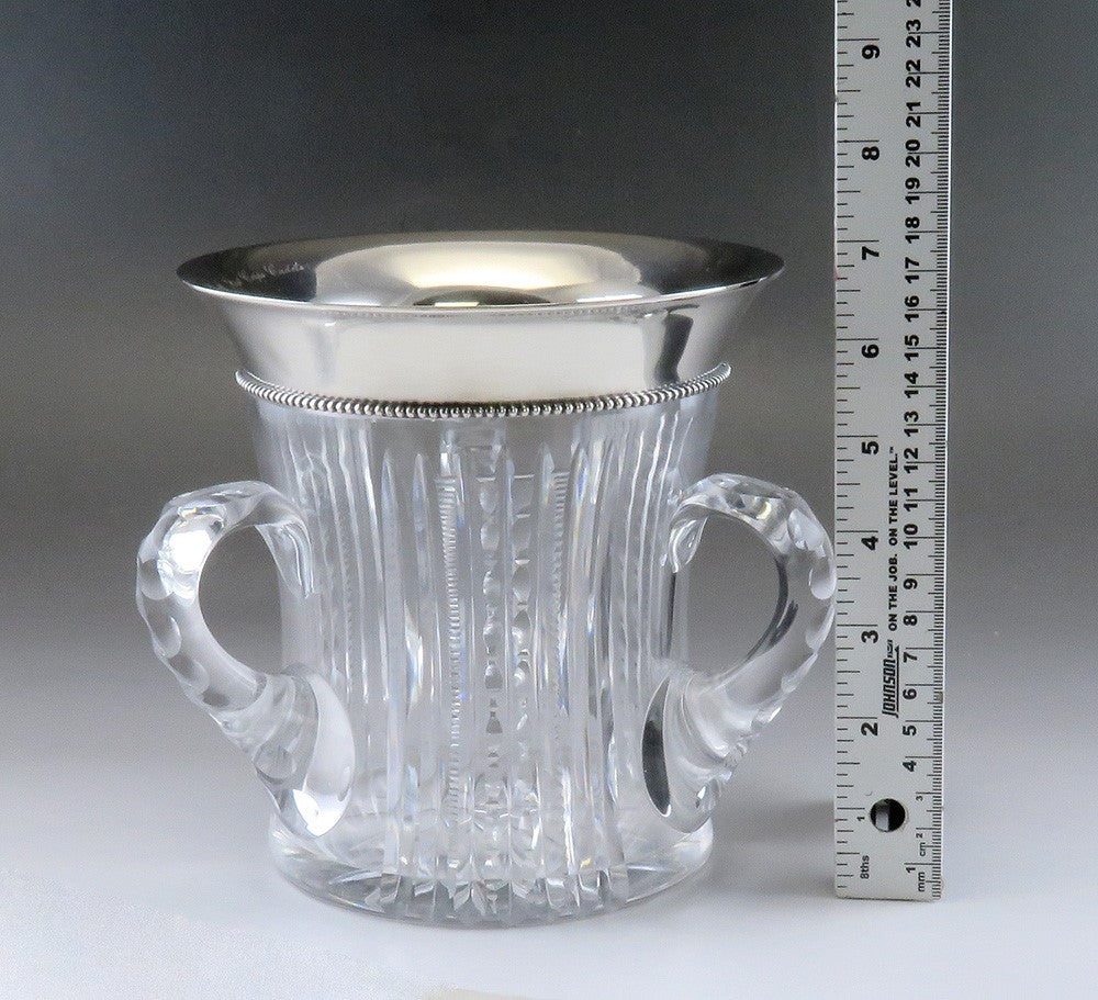 Antique ABP Brilliant Cut Glass Sterling Silver Fradley Loving Trophy Cup Vase