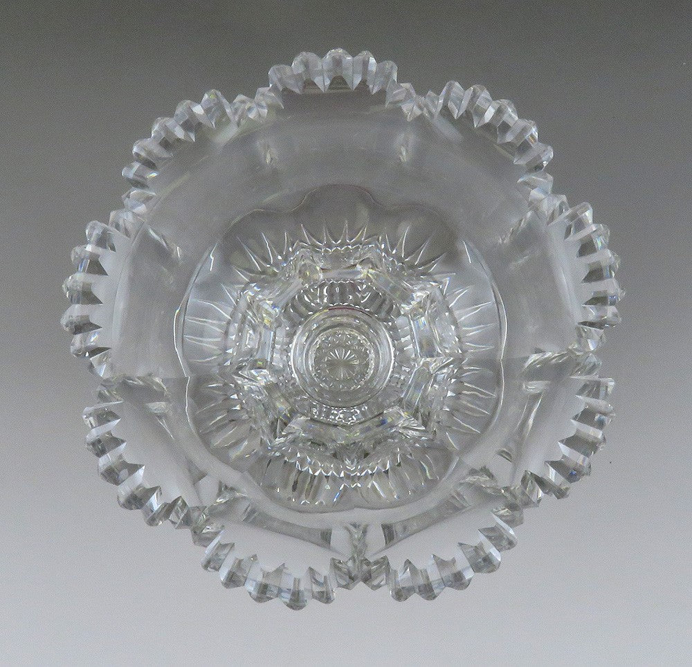 Antique ABP or Irish Cut Crystal Glass Compote Pedestal Bowl or Dish
