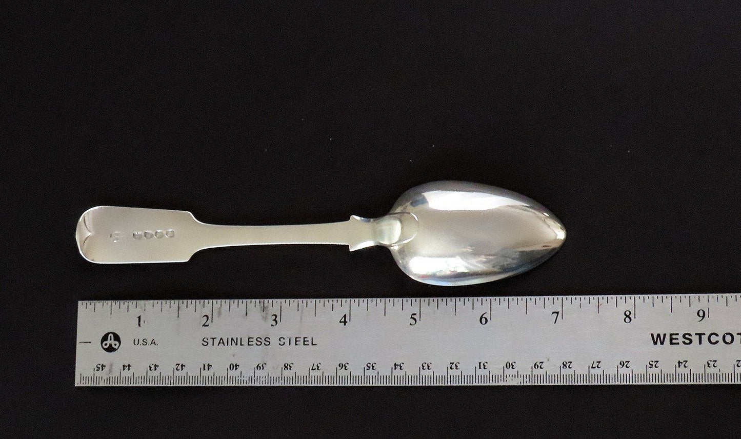 12 1818 English Georgian Sterling Silver Fiddle Dessert Oval Soup Spoons C Mono