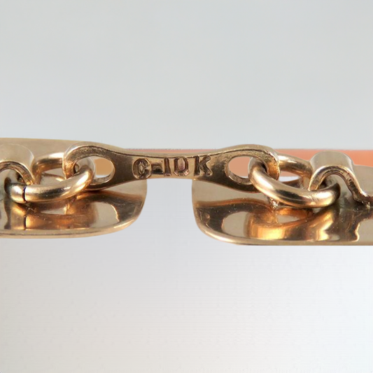 Pair Vintage 1920s Art Deco Striped 10K Yellow Gold Cufflinks