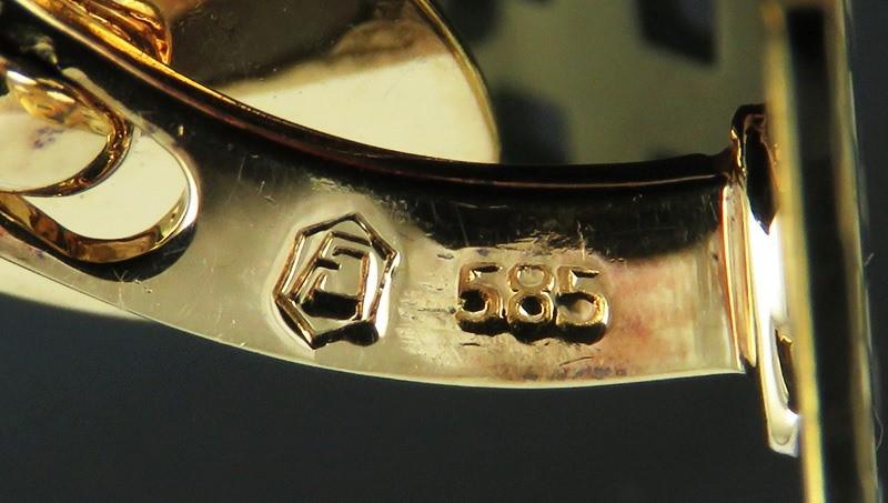 Vintage Art Deco Style 14K Yellow Gold Checkerboard Cufflinks Cuff Links
