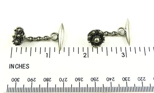 Antique c1925 Etruscan Revival Style Silver Cufflinks Cuffs