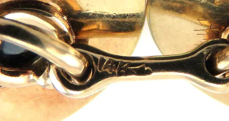 Antique Early 1900's American Solid 14K Gold Sapphire Gemstone Oval Cuff Links