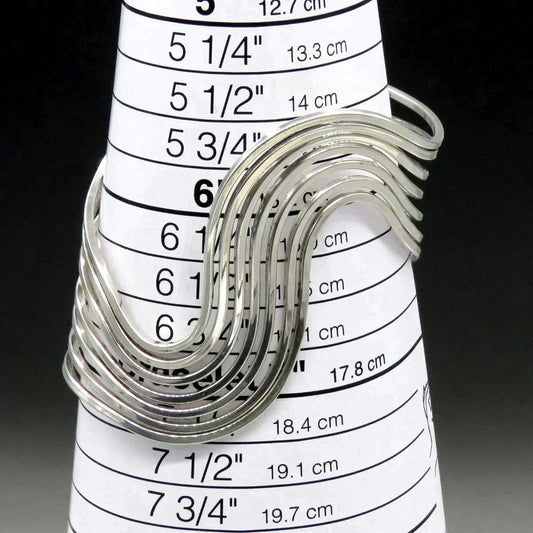 Artisan Handcrafted Mexican Sterling Silver Swirl Wave Cuff Bracelet