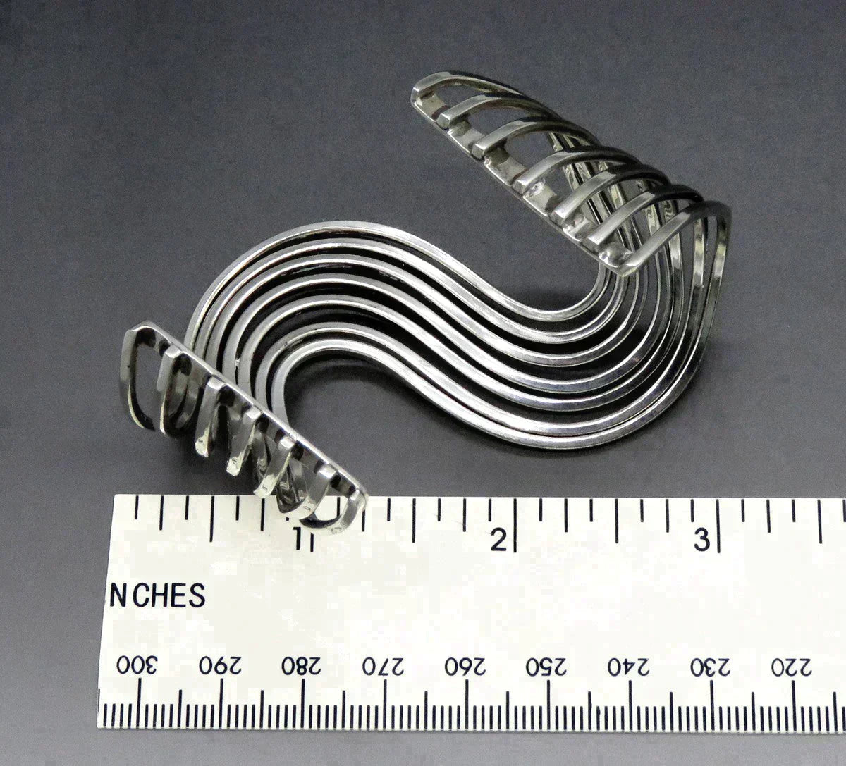 Artisan Handcrafted Mexican Sterling Silver Swirl Wave Cuff Bracelet