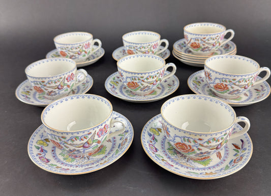 c1920s 8 Cups 11 Saucers Mason's Ironstone China Flying Bird Teacups Coffee Cups