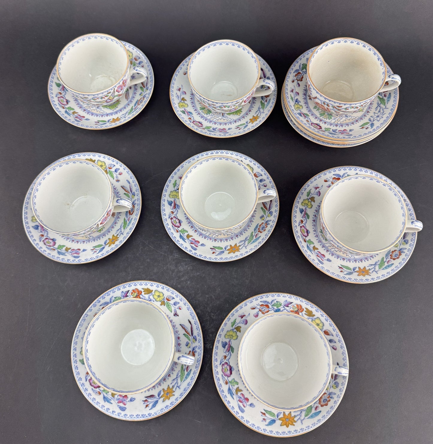 c1920s 8 Cups 11 Saucers Mason's Ironstone China Flying Bird Teacups Coffee Cups
