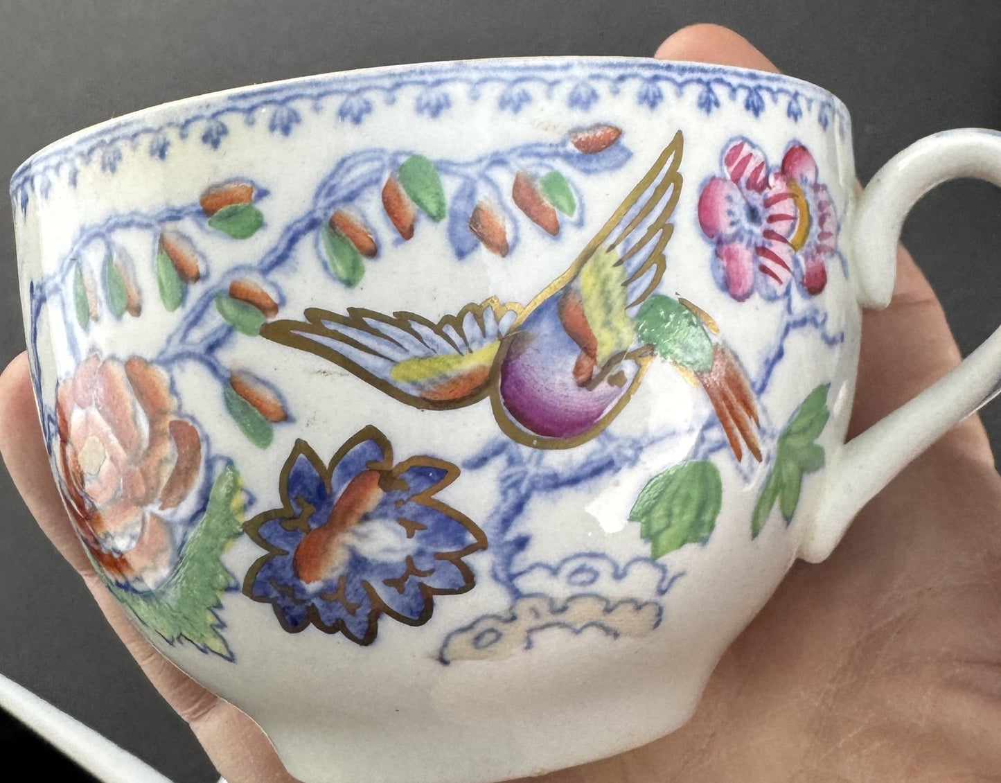 c1920s 8 Cups 11 Saucers Mason's Ironstone China Flying Bird Teacups Coffee Cups