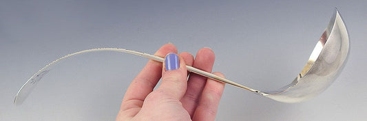 Antique 1870 American Sterling Silver Aesthetic Movement Flower Punch Soup Ladle