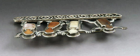 VTG Zealandia Sterling Silver 4 Dancing Figures Tribal Brooch Pin AS IS