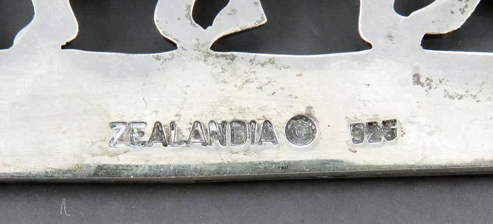 VTG Zealandia Sterling Silver 4 Dancing Figures Tribal Brooch Pin AS IS