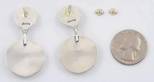 Vintage Sterling Silver and Blue Simulated Stone Pierced Earrings US Southwest