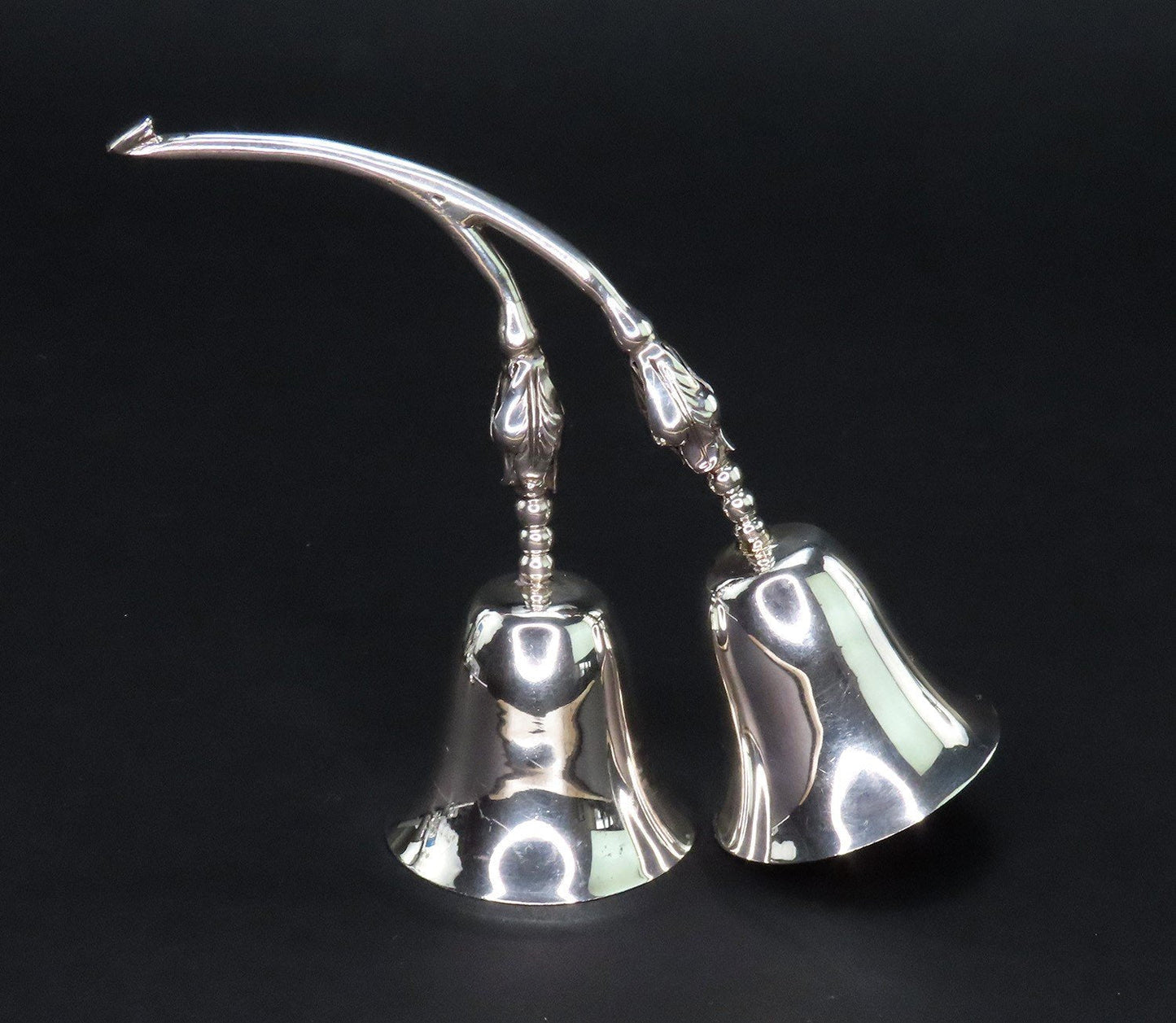 Vintage Mexican Sterling Silver F Ramirez Bell Pair Squash Blossom Style 5" Tall