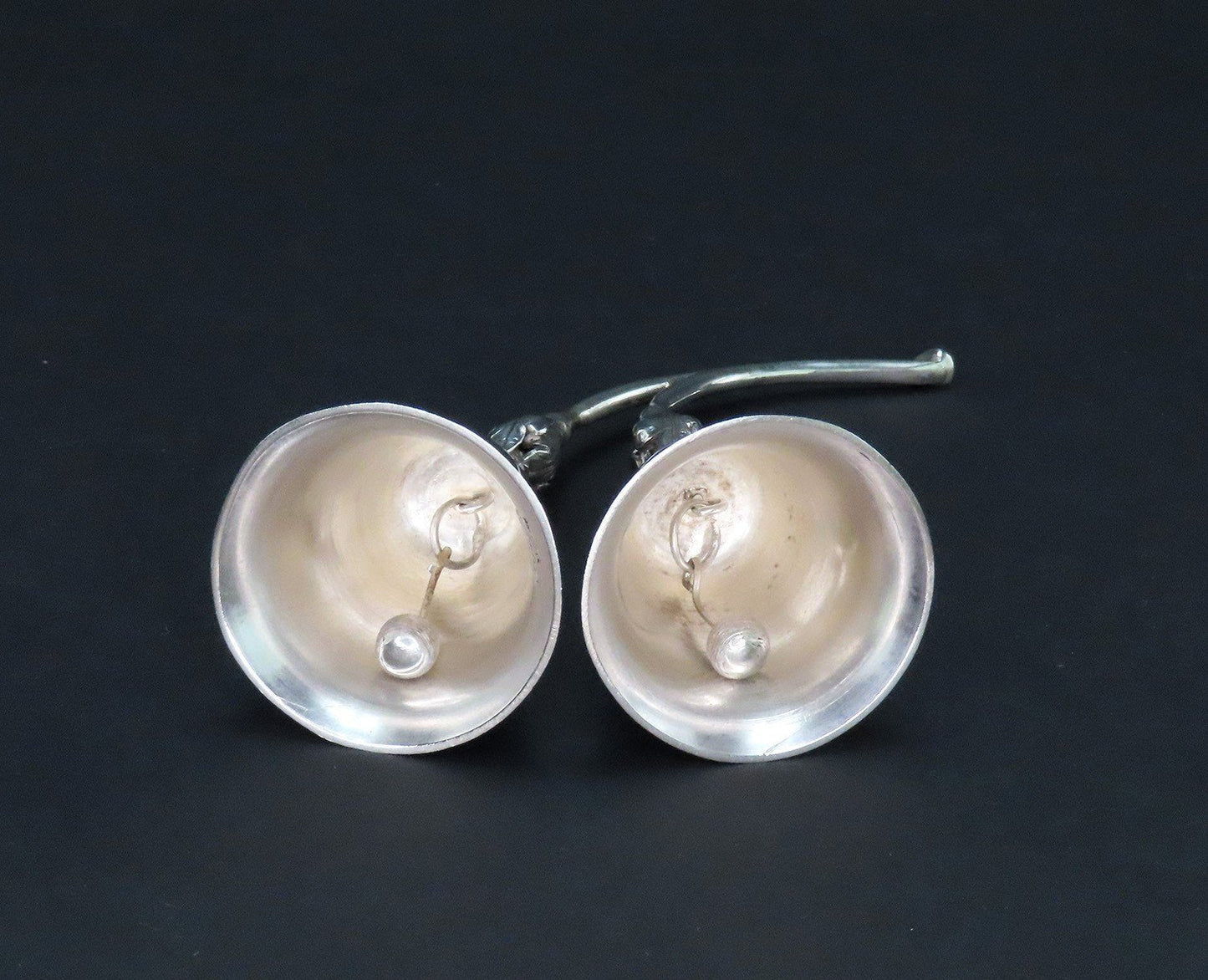 Vintage Mexican Sterling Silver F Ramirez Bell Pair Squash Blossom Style 5" Tall