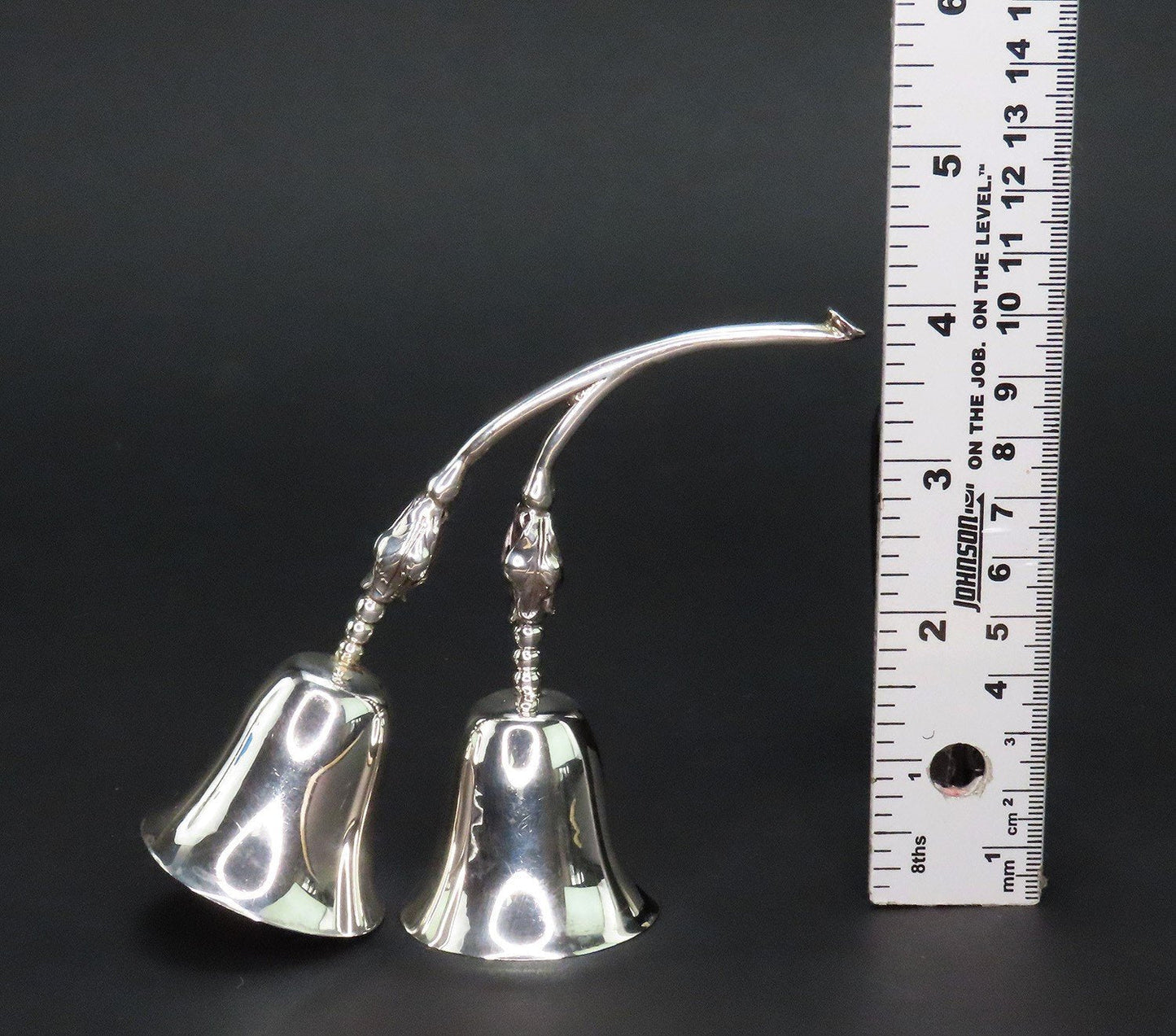 Vintage Mexican Sterling Silver F Ramirez Bell Pair Squash Blossom Style 5" Tall