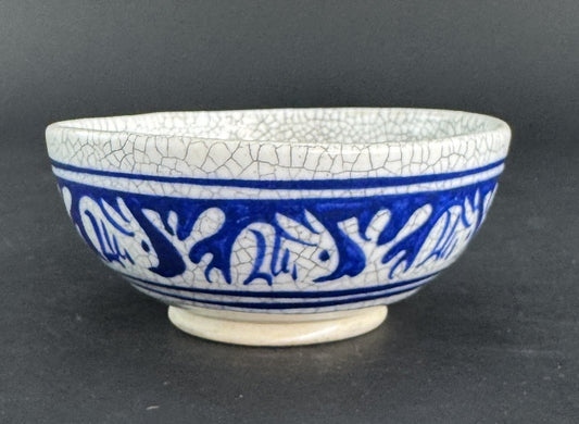 Excellent Antique Signed Dedham Pottery Rabbit Crackle Glaze Bowl 4.5"