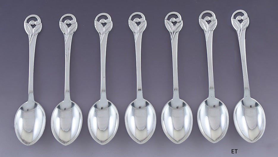 Great set 7 Danish Sterling Silver Demitasse Spoons