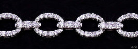 Stunning Sterling Silver and White Rhinestone Bracelet w/ Safety Clasp, China