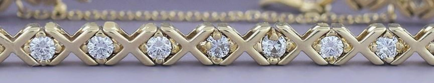 Dazzling 14k Gold & ~1.5ct Diamond X's and O's Bracelet
