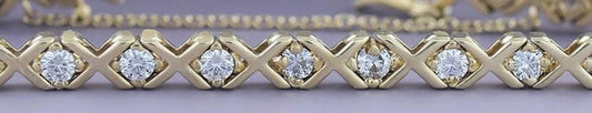 Dazzling 14k Gold & ~1.5ct Diamond X's and O's Bracelet