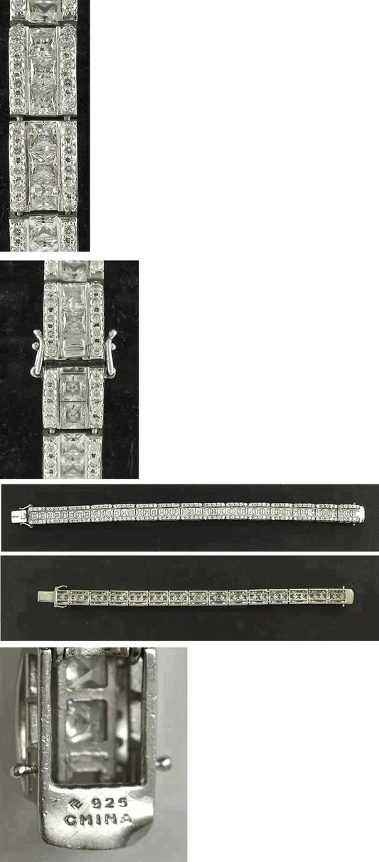 Beautiful Sterling Silver and Synthetic Stone Bracelet Sparkles