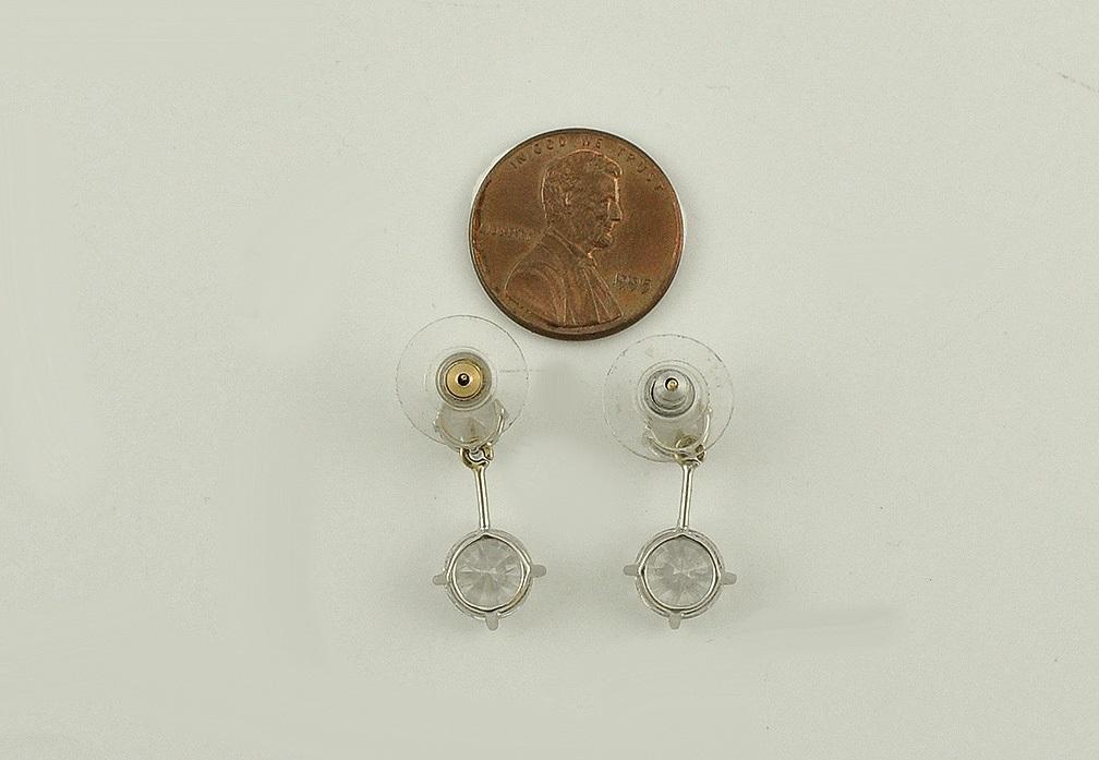 Lovely 14k Gold Cubic Zirconia Earrings Rhodium Plated Very Sparkly CZ