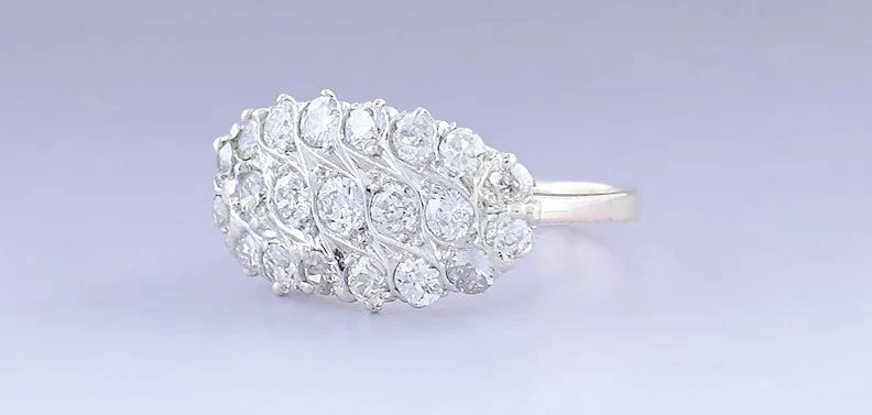 Brilliant Antique 14k Yellow White Gold Diamond Cluster Ring sz 8