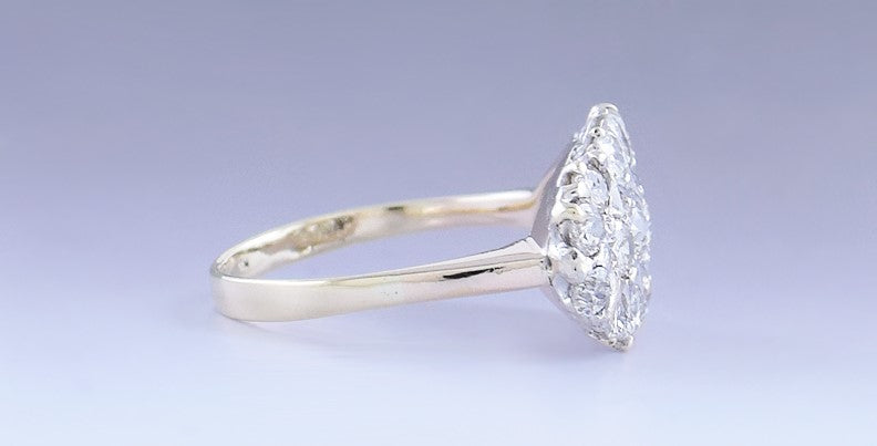 Brilliant Antique 14k Yellow White Gold Diamond Cluster Ring sz 8