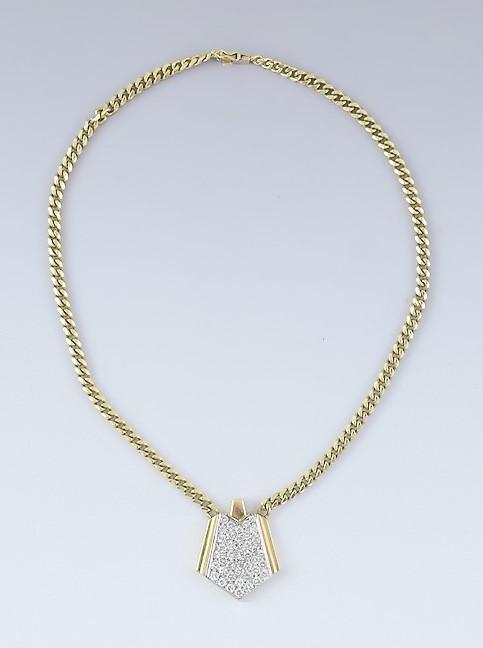 Dazzling 14k White & Yellow Gold Diamond Necklace
