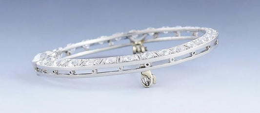 Exquisite Art Deco Platinum & ~3.5ct Diamond Pin / Brooch