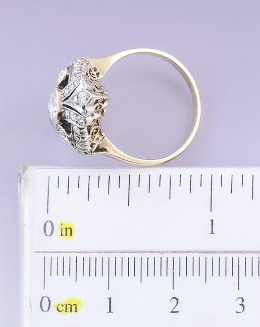 Dazzling Antique 14k Yellow Gold, Silver & Diamond Ring