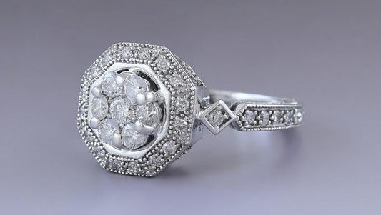 Striking 14K White Gold & Fine Quality Diamond Ring