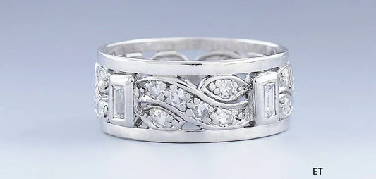 Beautiful Platinum & ~1ct Diamond Anniversary Band Ring sz 9 1/4