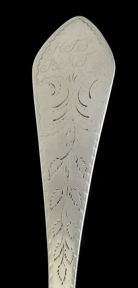 Antique c1790 Norwegian Silver ROMMEGROT Serving/Stuffing Spoon 15.5"