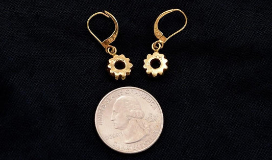 Dazzling Pair of 14k Yellow Gold and Bezel Set Green Tourmaline Earrings