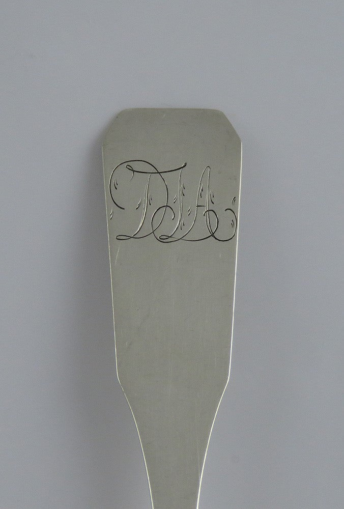 Antique c1810 Thomas Carson New York Coin Silver Coffin End Coffee Tea Spoons 5"