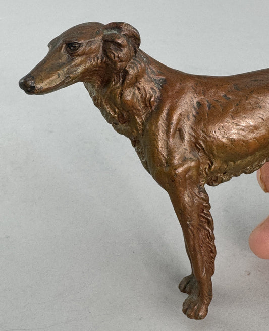 Charming Antique Austrian Bronze Figurine of Borzoi Wolfhound Sighthound Dog