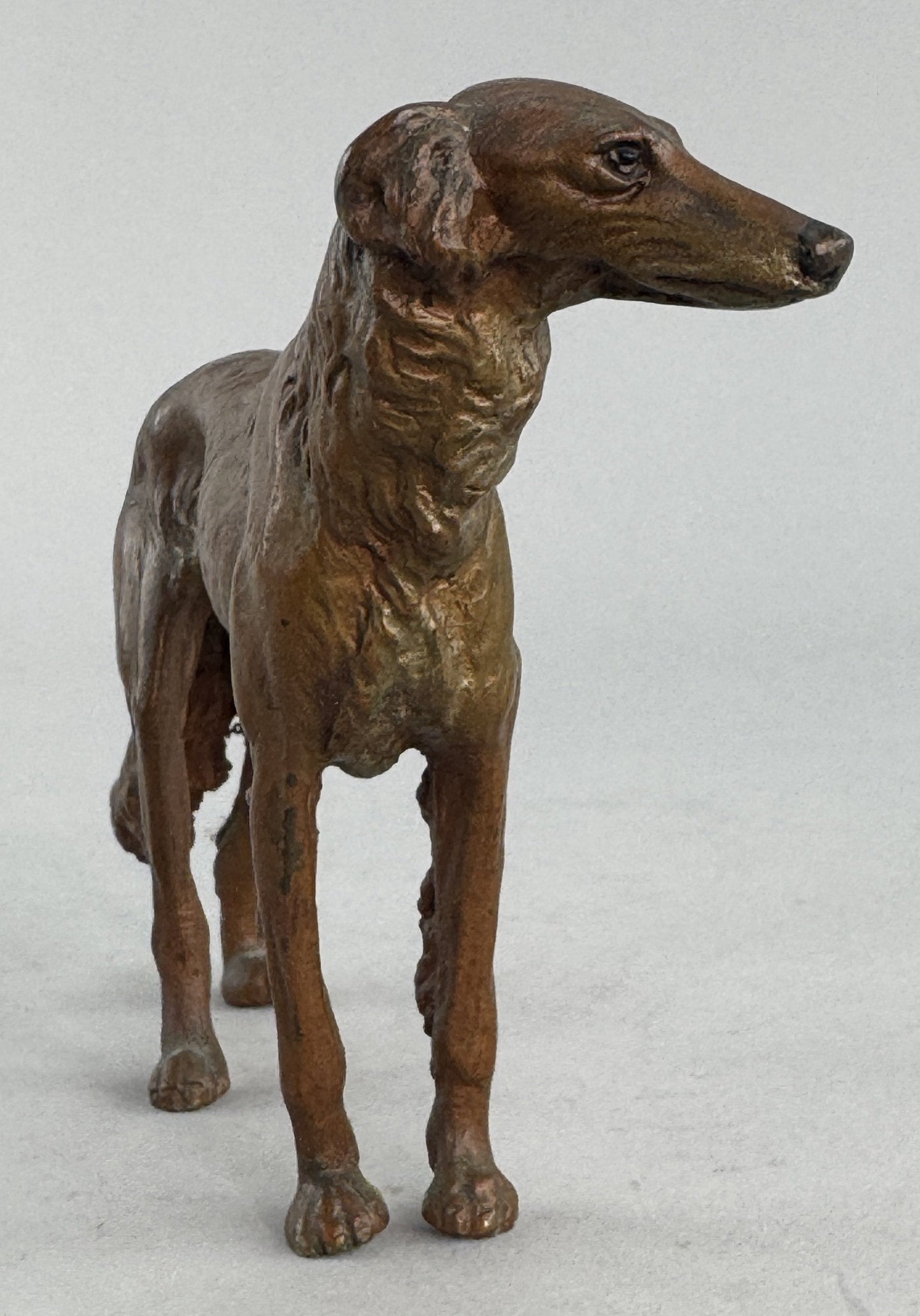 Charming Antique Austrian Bronze Figurine of Borzoi Wolfhound Sighthound Dog