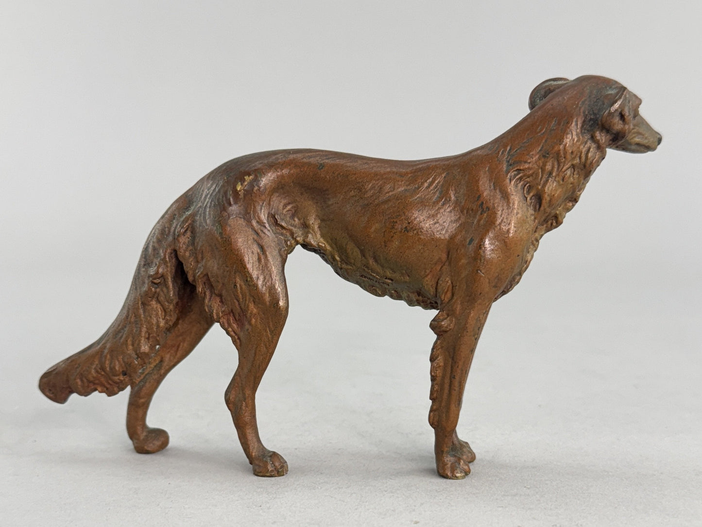 Charming Antique Austrian Bronze Figurine of Borzoi Wolfhound Sighthound Dog