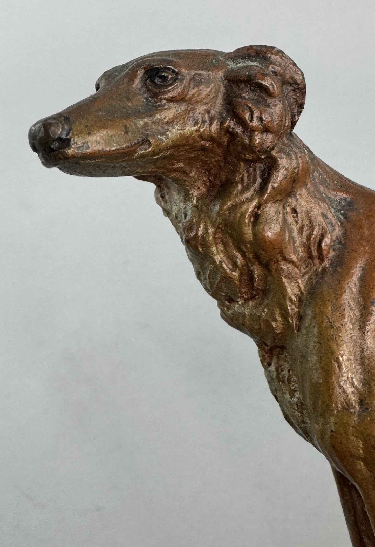 Charming Antique Austrian Bronze Figurine of Borzoi Wolfhound Sighthound Dog