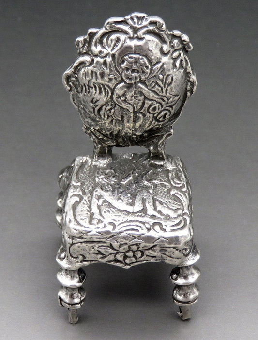 2 Victorian Style Sterling Silver Doll House Miniature Living/Dining Room Chairs