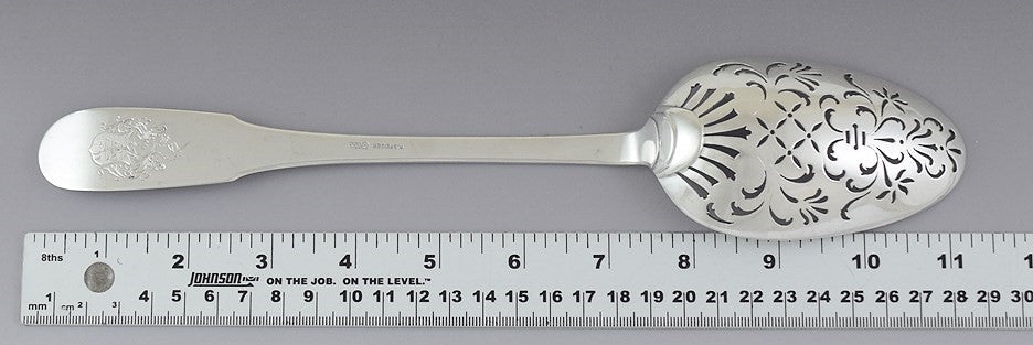Antique c1890-1925 European Swiss? .800 Silver Pierced Serving Spoon