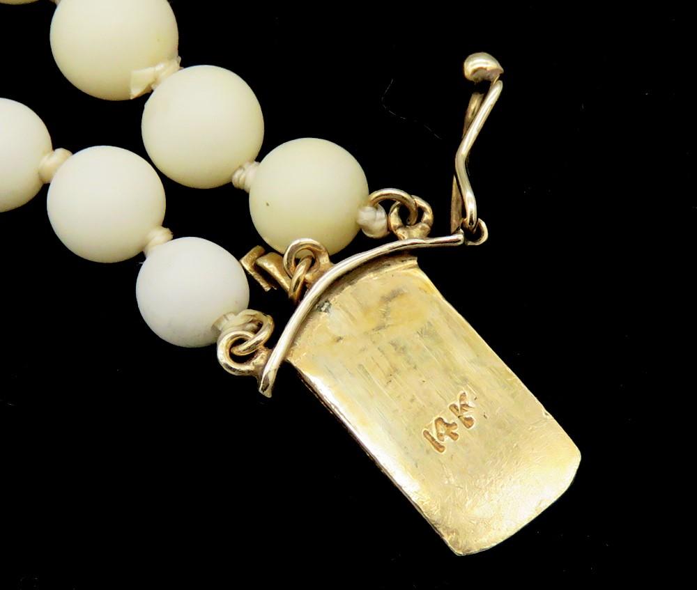 Vintage Natural Coral Graduated 5 to 13 mm Double Strand 14K Clasp Necklace