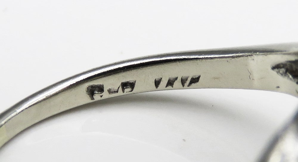 Vintage 14K White Gold Pearl Accent Diamond Bypass Style Ring Size 5.25