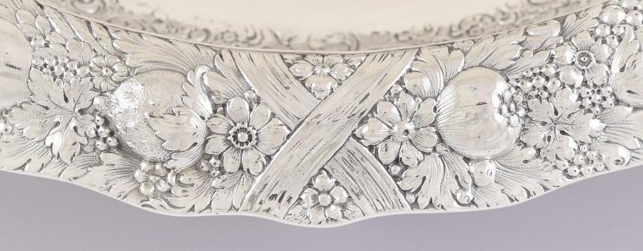 Antique Art Nouveau German .800 Silver Raised Serving Dish/Bowl 11" X 14 1/4"