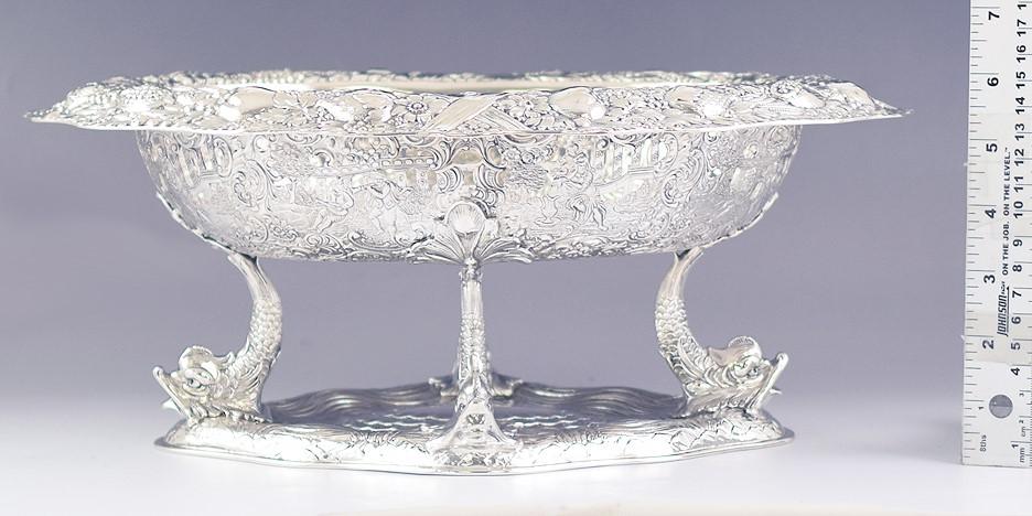 Antique Art Nouveau German .800 Silver Raised Serving Dish/Bowl 11" X 14 1/4"
