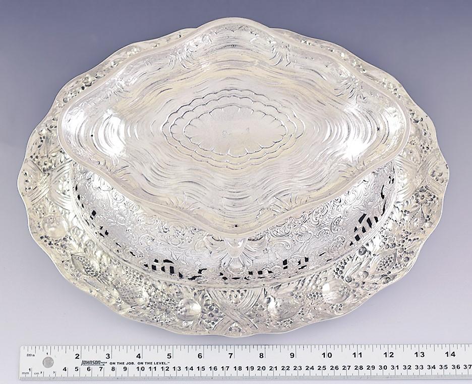 Antique Art Nouveau German .800 Silver Raised Serving Dish/Bowl 11" X 14 1/4"